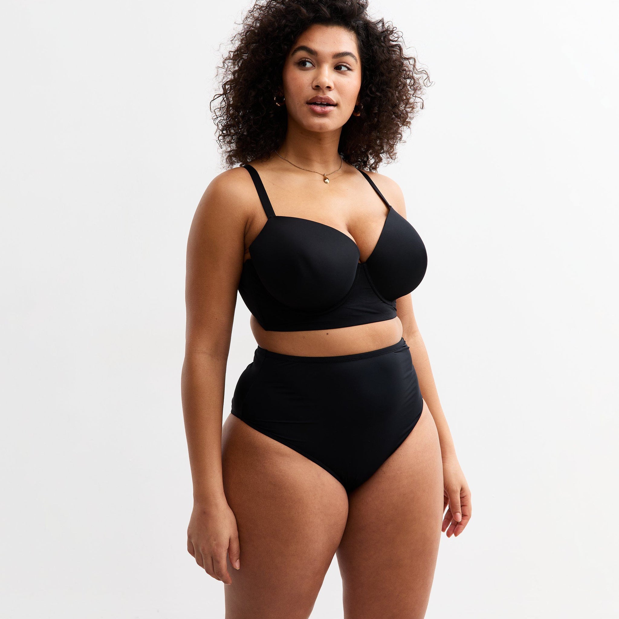 Curves Black Micro High Waisted Brazilian Briefs